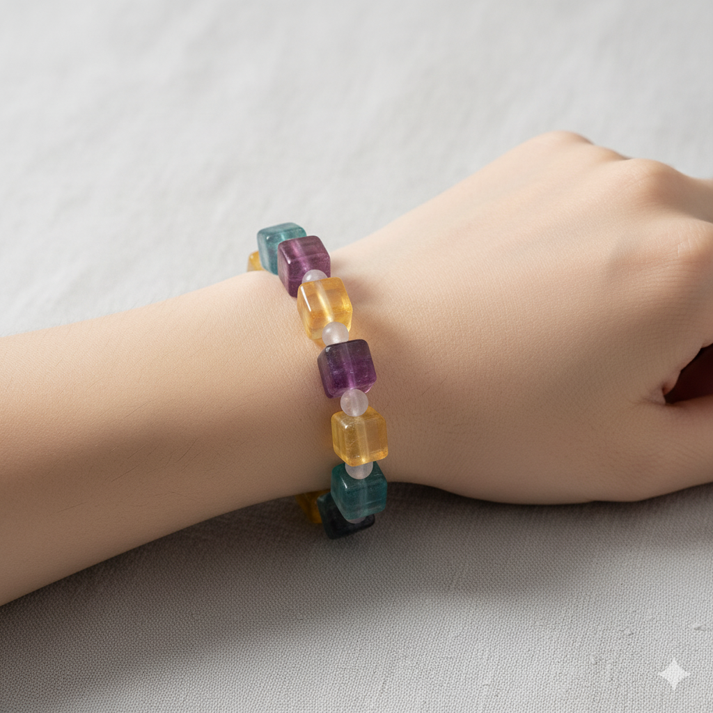 Fluorite Cube Harmony Bracelet