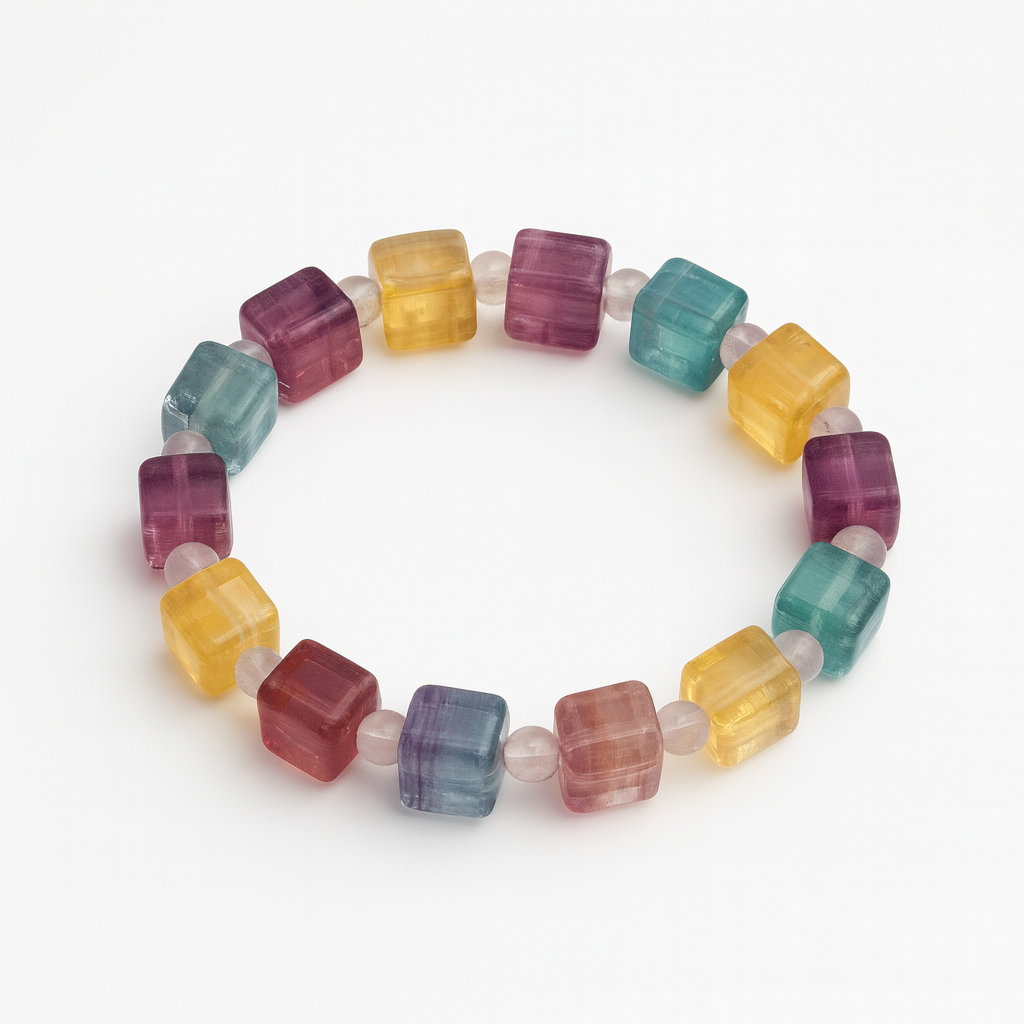 Fluorite Cube Harmony Bracelet